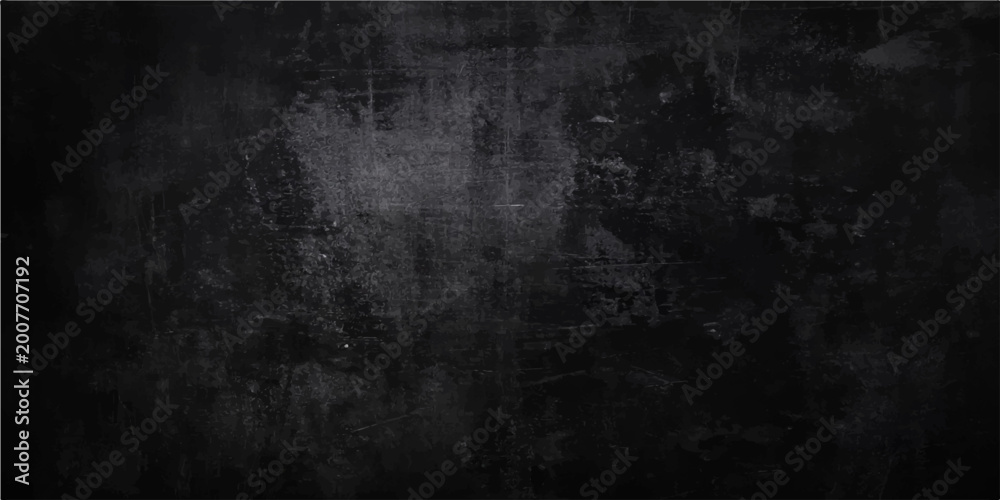 Obraz premium A dark vintage grunge wall background features an aged concrete texture with a black paper pattern on a dirty gray stone surface backdrop