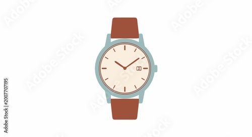 Flat Vector Illustration of a Minimalist Classic Wristwatch