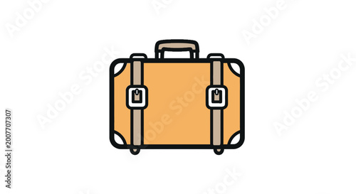 Vintage Travel Suitcase Illustration with Straps and Buckles