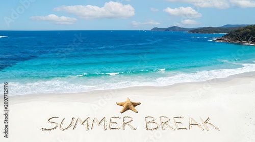 Sandy Beach with Starfish and 