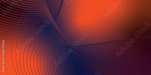 Fotografie Luminous navy blue, maroon and orange wave forms drifting across a dark shadowed backdrop with faint sparkles, sleek futuristic vector style