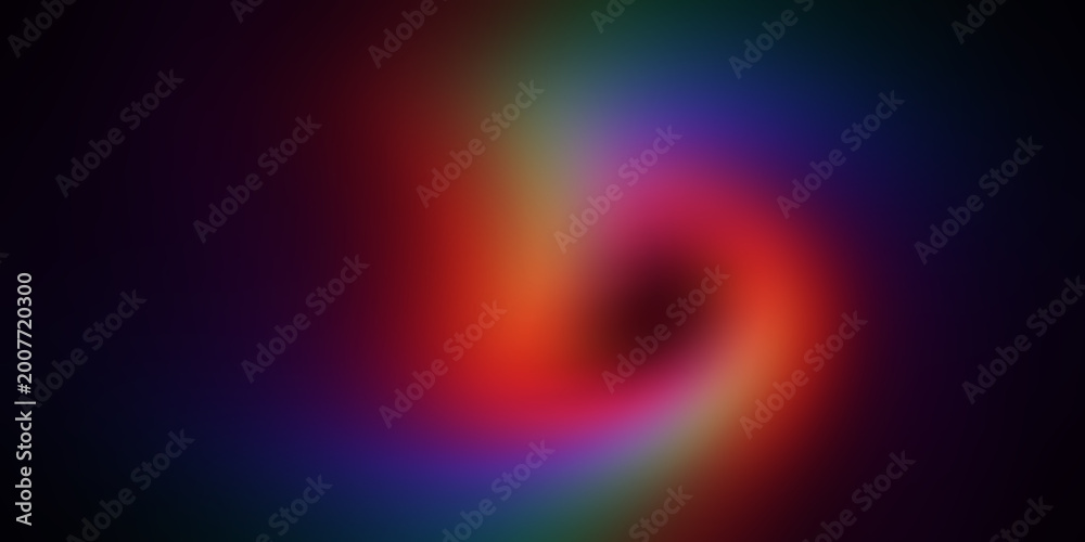 Naklejka premium Abstract swirling vortex of rainbow colors on dark background, motion blur effect, futuristic art.