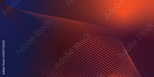 Photos Luminous navy blue, maroon and orange wave forms drifting across a dark shadowed backdrop with faint sparkles, sleek futuristic vector style