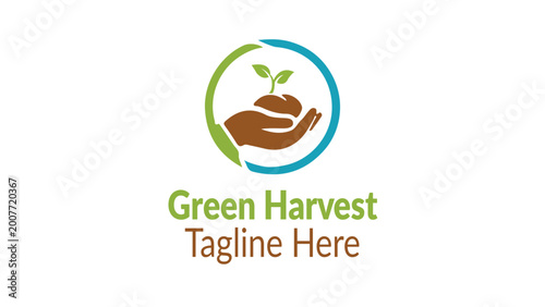 Green Harvest Logo Design Template