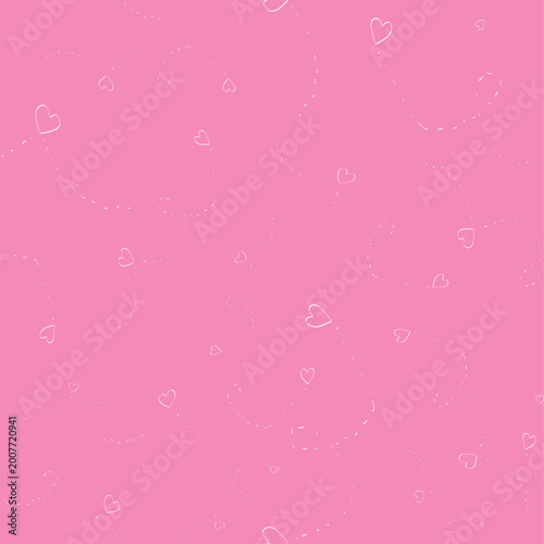 Hand drawn hearts seamless pattern romantic pink background
