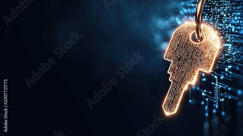 Security Key Icons and Password Protection Abstract representation of password protection with glowing lines and symbols, secure access to digital information