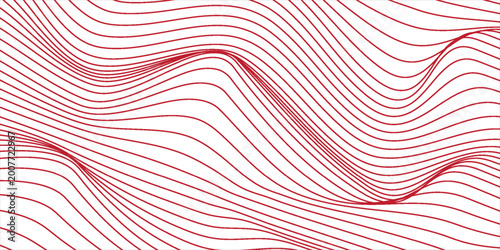 Abstract background with red line waves. White background and red linear waves. vector illustration