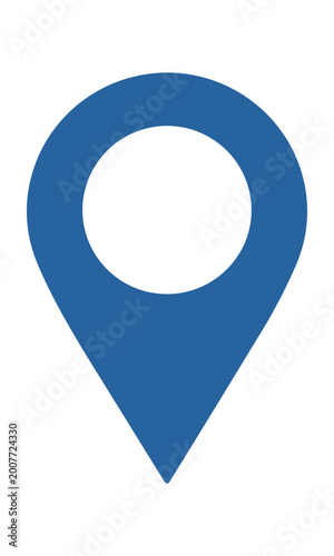 Free Download Bold blue location marker icon with a white inner circle on a solid white background, minimal navigation concept - GFXLoad