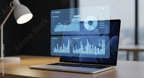 Holographic Data Visualization on Laptop for Business Analytics and Financial Insights