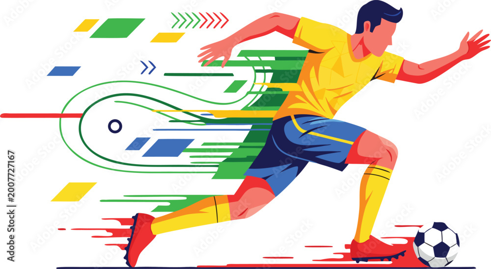 Fototapeta premium Dynamic Soccer Player Running Illustration