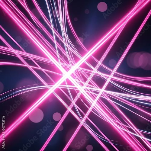 Abstract Pink Light Trails on Dark Background.