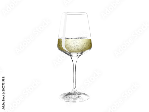 Glass of Italian Prosecco with bubbles isolated on transparent background