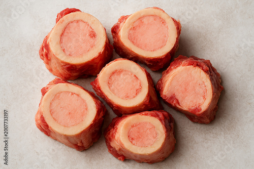 Raw Marrow bone beef for making broth stock photo 