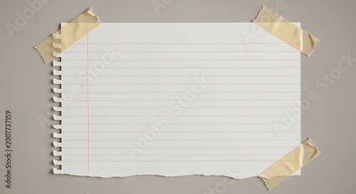 Blank lined paper with tape corners