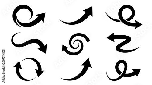 Obraz na płótnie Black Arrow Icons, Directional Symbols Set, Vector Graphics, Navigation Elements