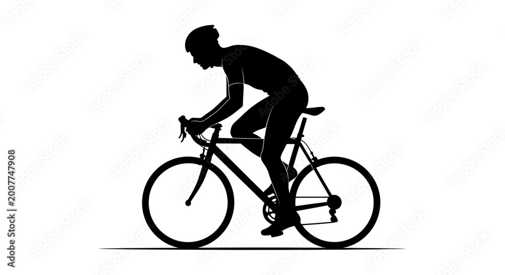 Obraz premium Cycling silhouette, bicycle rider icon, black cyclist, sports vector isolated on White Background Editable EPS