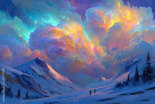 floating island, fantasy landscape, surreal environment, ice cream cone, pastel colors, dessert concept, dreamy aesthetic, creative concept art, sci fi city, futuristic skyline, cyberpunk lights