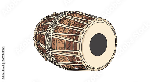 Tabla drum instrument close-up, traditional Indian music