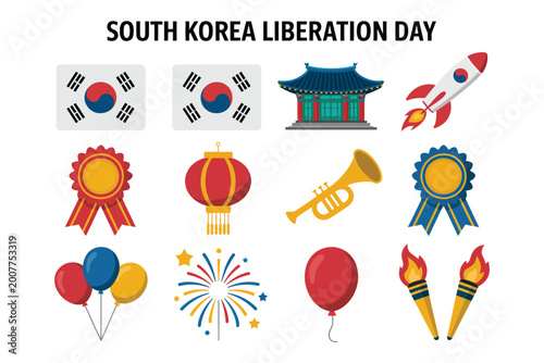 Foto South Korea Independence Day Symbol Icons Collection
