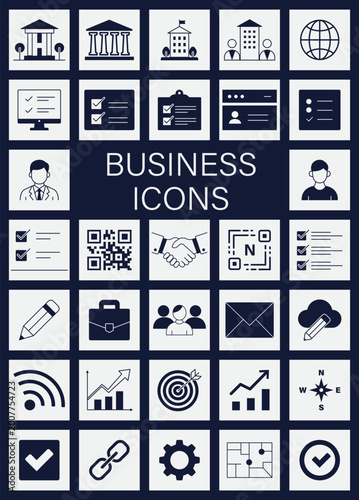 Business icon set flat vector illustration