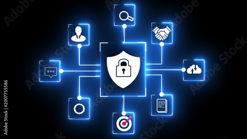 Secure data protection and network security systems. VPN connections and zero trust security. Person using handshaking with an encrypted data security system.