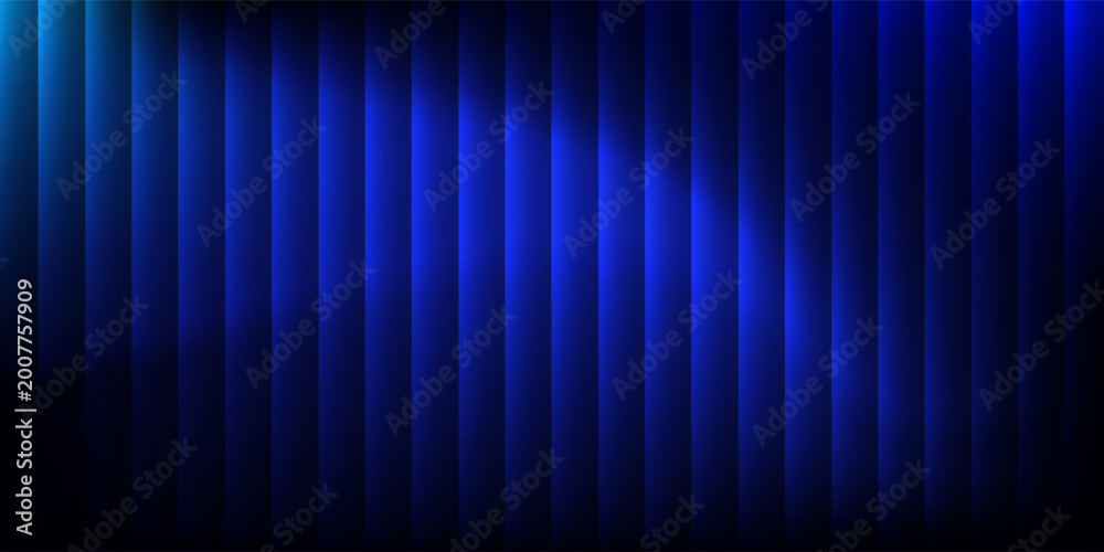 Fototapeta premium Dramatic abstract blue wave dark background vertical stripes electric effect