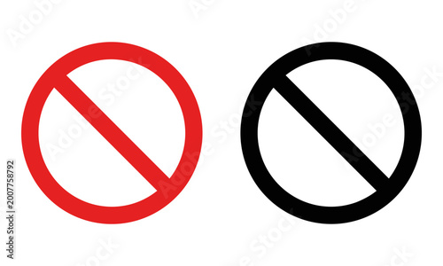 Free Download Two geometric prohibition signs in red and black with diagonal bars isolated on white background safety and restriction concept - GFXLoad