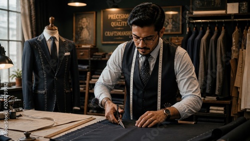 A men's fashion tailor in his workshop.