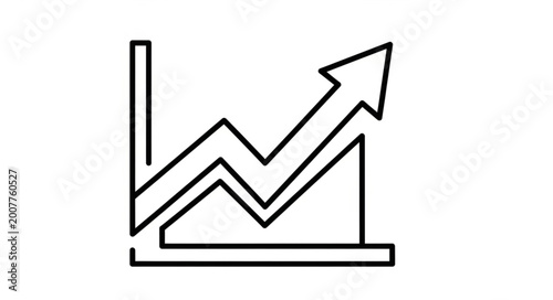 Obraz na plátne Line graph showing upward trend with arrow icon.