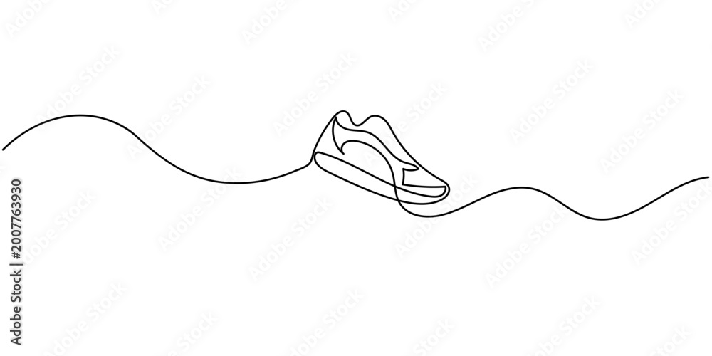 Obraz premium Continuous Line Drawing Of Athletic Running Sneaker Shoe