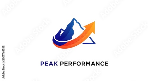 фотографія Peak performance logo mountain triangle design with bold typography