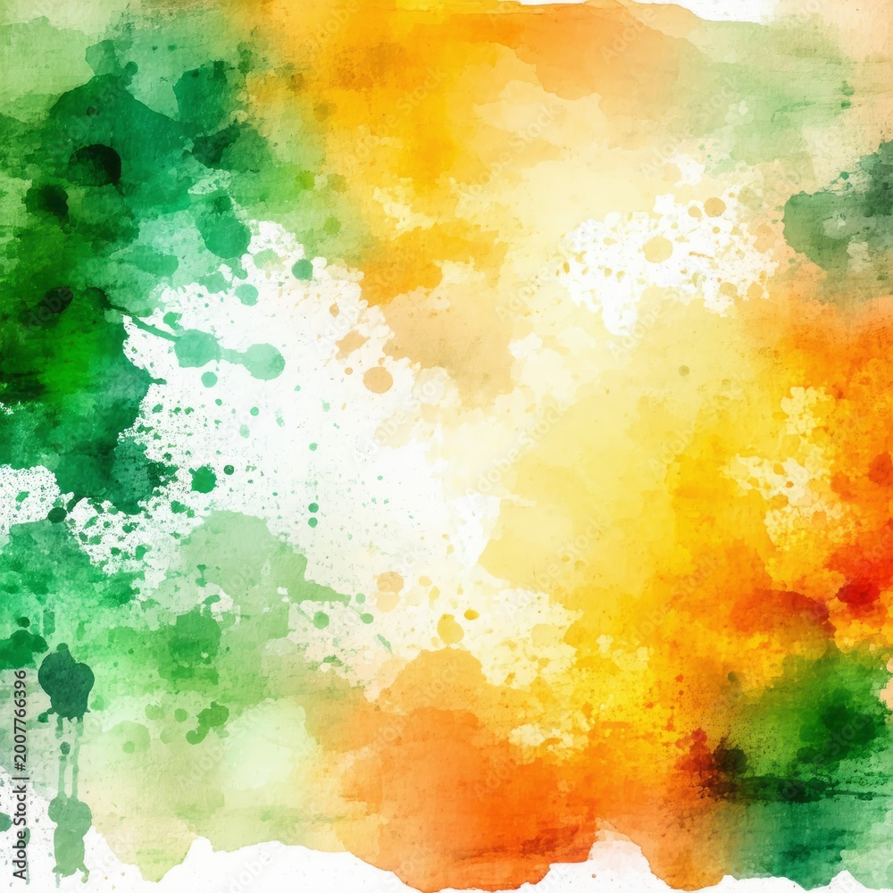 Fototapeta premium Abstract colorful watercolor background featuring an artistic paint splash texture with ink splatters and a grunge brush pattern on paper