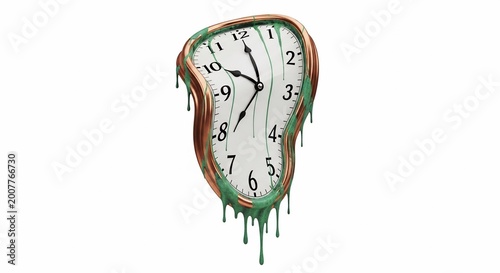 Melting clock surrealism art concept.