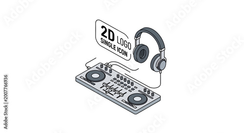 Bild auf Leinwand Simple illustration of a DJ setup.