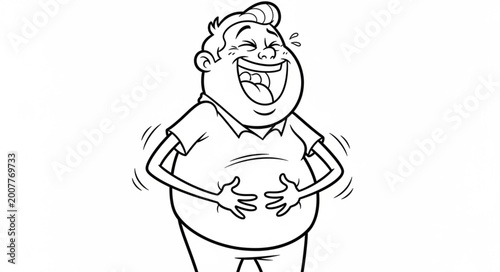 Tableau sur toile Man Laughing Hysterically Holding His Belly.