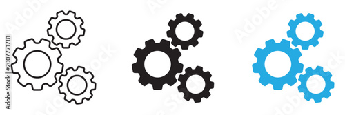 Gears Mechanism Icon Set Interlocking Cogwheels System Configuration and Optimization Technology
 Process Control Vector Illustration