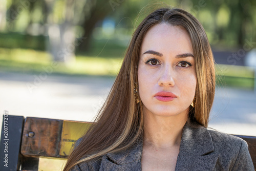 Photography Close up portrait of a young attractive brown-haired woman