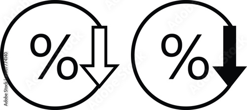 Canvas-taulu Percent down icon set