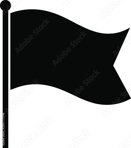 Waving flag on flagpole isolated on white background for design.