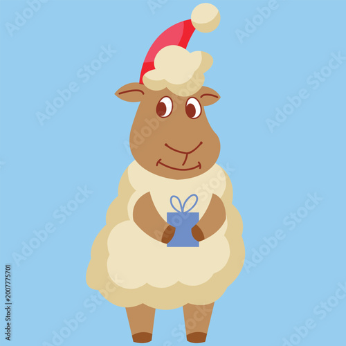 vector cute character sheep symbol of the year, kids style