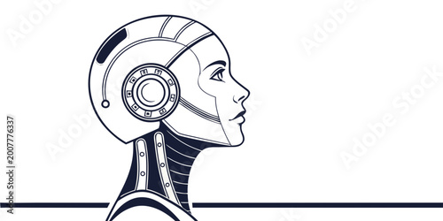 Foto Advanced robot head profile with sleek design representing artificial intelligen