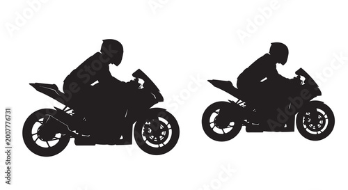 Schilderij op canvas Motorcycle with rider in profile black silhouette
