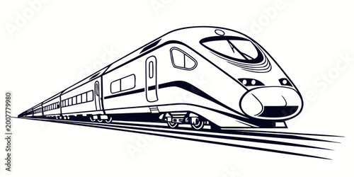 Bild auf Leinwand Modern high speed bullet train illustration sleek aerodynamic express locomotive