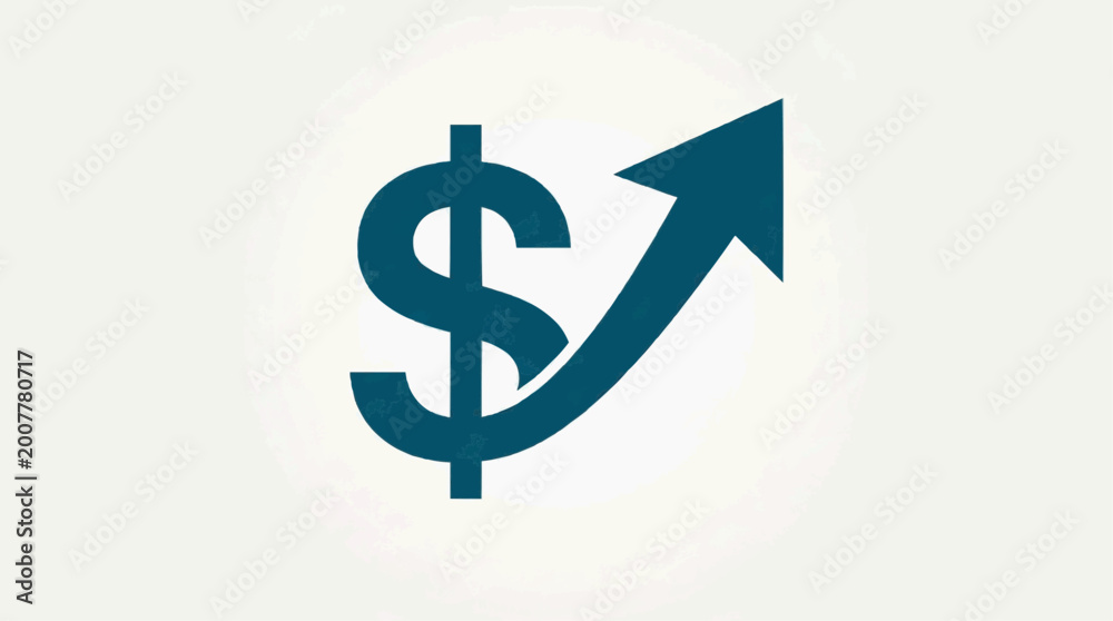 Obraz premium Dollar symbol with growth arrow, minimal vector