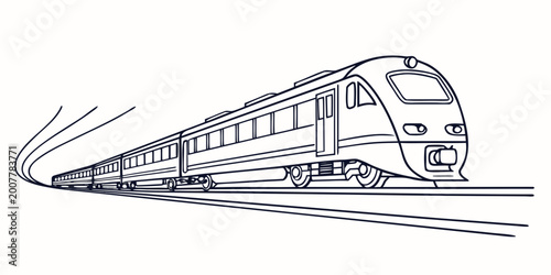 Photos Modern high-speed passenger train on tracks outlined vector illustration public