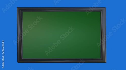 Animated 3D Rectangular Frame Expanding and Popping on Blue Screen for Media Presentation. 3D Rendering.