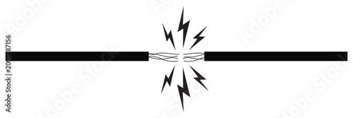 Short Circuit and Electrical Fault Icons Set – Broken Wire, Power Failure, High Voltage Spark Hazard 
Pictogram Vector Illustration Collection