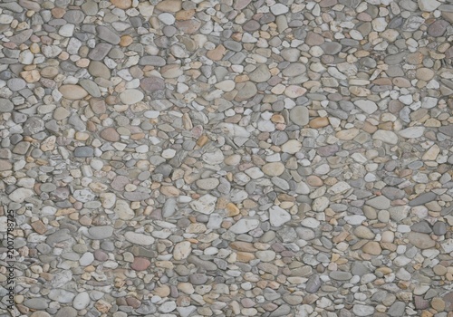 Decorative pebble stone mosaic floor or wall texture, 3D render