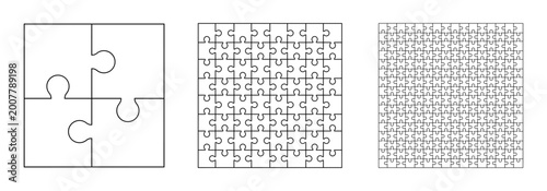 Принти на полотні Puzzle pieces set, template puzzle jigsaw isolated, puzzles outline grid collect