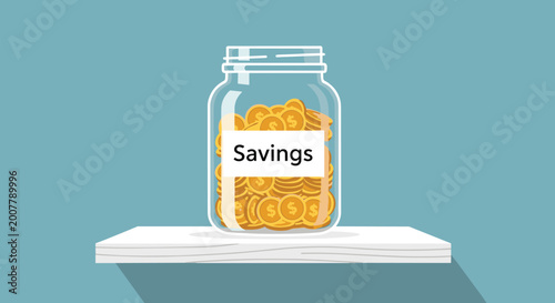 Flat minimalist illustration of gold savings